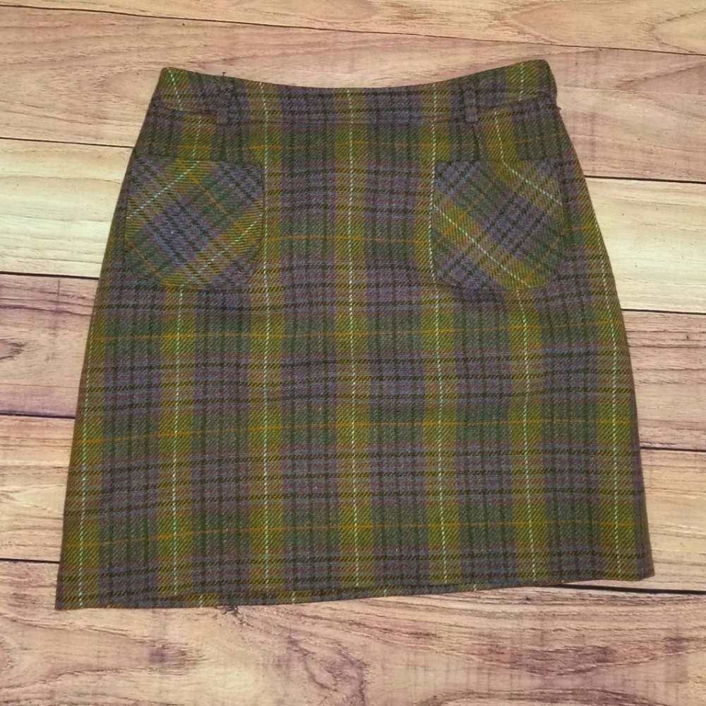 Liz Claiborne Liz Sport 100% Wool Plaid Mini Skirt Size 10